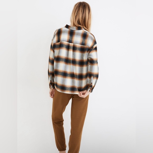 Madewell Size L Flannel Westlake Shirt in Allen Plaid in Haze Plaid Wispy Cloud - Picture 6 of 8